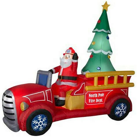 Gemmy 9ft Inflatable Santa On Firetruck With Christmas Tree My Quick Buy