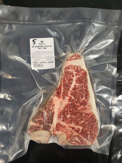 Australian Wagyu Silver Dry Aged T Bone Steak 5 Browns Top Shelf Meats