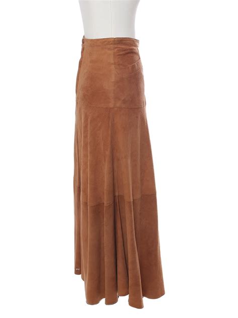 Boutique JIL SANDER Jupe Longue Taille Haute En Daim Marron Camel Prix