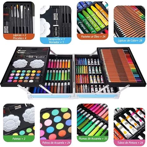 Set Arte Colores Crayones Plumones Acuarelas Maletin Pzs Mebuscar