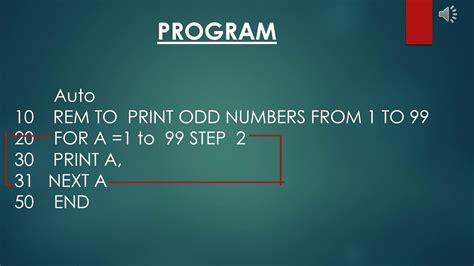 Write A Program To Print Odd Number By Using For Loop Youtube