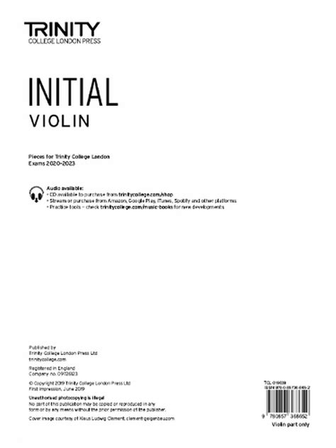 Trinity College London Violin Exam Pieces 2020 2023 Initial Part Only