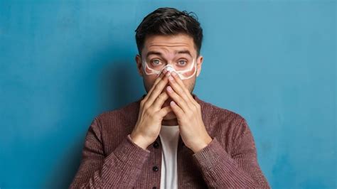 Premium Photo Unhealthy Man Treats Nose With Spray Suffers From