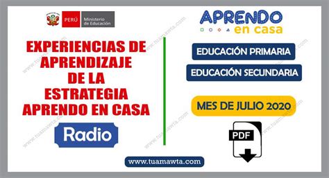 Experiencias De Aprendizaje De La Estrategia Aprendo En Casa Primaria