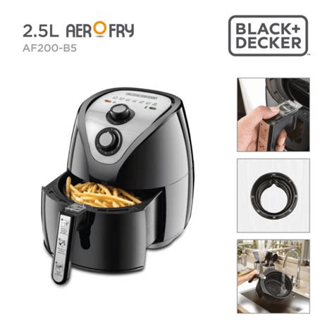 Black Decker Litre Manual Air Fryer AerOfry Black | canoeracing.org.uk