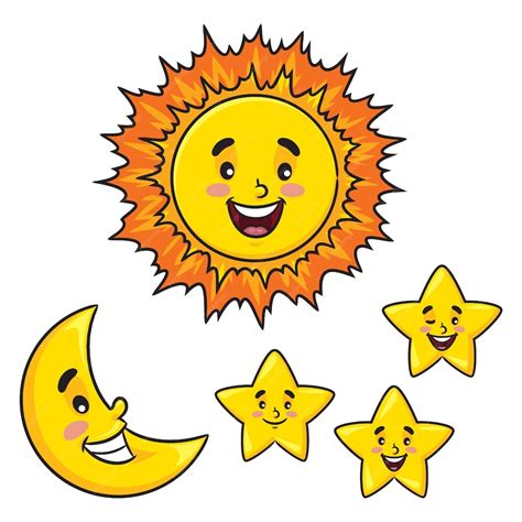 Premium Vector | Sun moon and stars cartoon