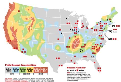 Us Nuclear Reactors Vs Fault Line Map This Map Shows Where Earthquakes Could Result In Nuclear