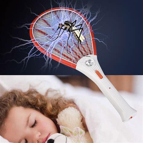 Mosquito Swatter Rechargeable LED Electric Fly Mosquito Swatter Bug Zapper Racket Insect killer ...