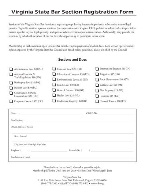 Fillable Online Vsb Section Registration Form Section Registration