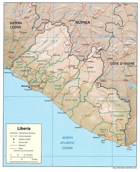 Geographical map of Liberia - Map of geographical map of Liberia ...