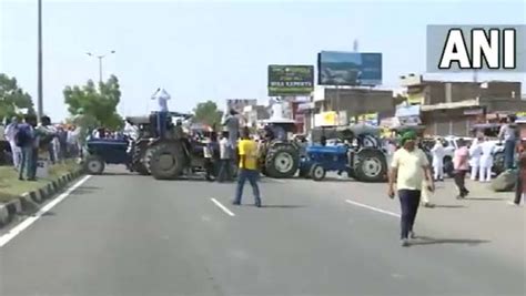 Farmers Block Delhi Haryana Highway In Kurukshetra Demanding Msp For