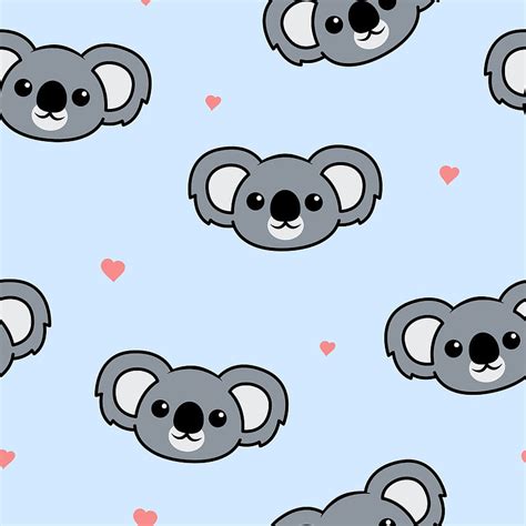 Cute Koala Face Cartoon Seamless Pattern Cartoon Koalas HD Phone