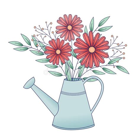 Watering Can With Flowers Clipart