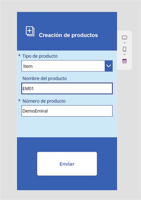 Power Apps para la creación de productos en D365 F O Emiral