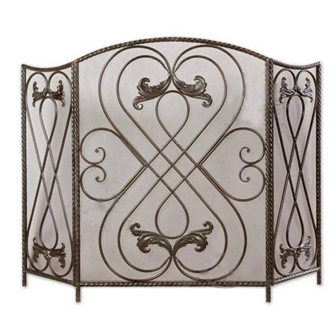 Buy Hearth Fireplace Screen Folding Solid Wrought Iron Frame With