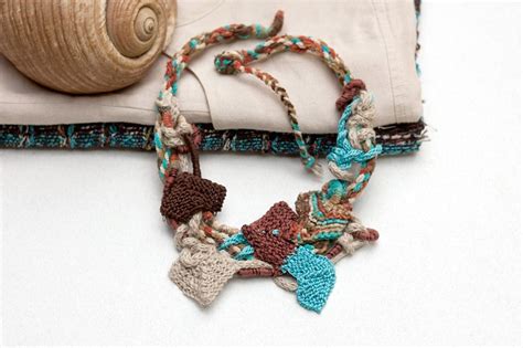 Statement Necklace Knitted Necklace Fiber Art Jewelry Fiber Etsy