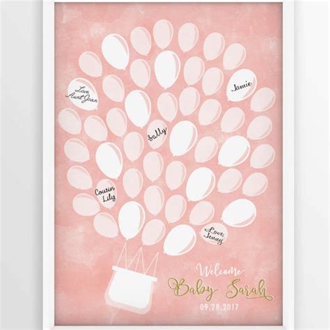 Hot Air Balloon Baby Shower Guest Book Alternative Custom Etsy