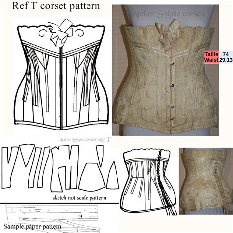 REF T patron corset relevé sur ancien Au bon Marché Paris tour taille