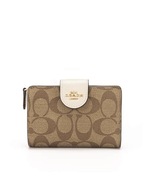 Coach C Medium Corner Zip Wallet In Signature Canvas Im Khaki