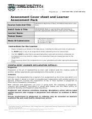 CHC50113 CHCECE026 Assessments Docx TMG Assessment Cover Sheet