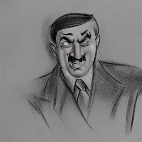 Krea Ai Milt Kahl Pencil Sketch Of Adolf Hitler Warner Bro