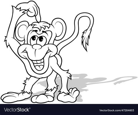 Drawing of a monkey with big smile Royalty Free Vector Image