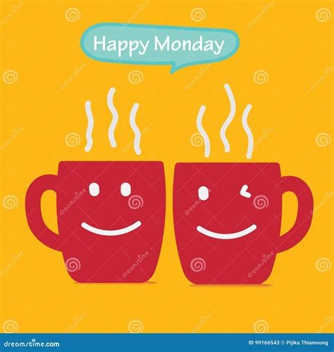 Happy Monday Coffee Cup Concept Isolated On Yellow Background With