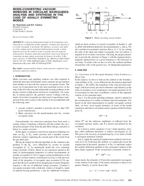 Pdf Mode Converting Vacuum Windows In Circular Waveguides Analysis