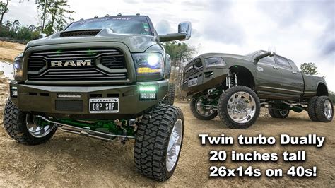 Best Diesel Truck Twin Turbo Dually On 20 Inch Airbag Lift With 26x14