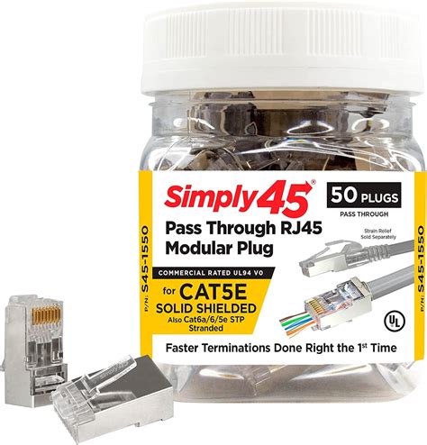 Simply45 Shielded Internal Ground Pass Through Rj45 Modular