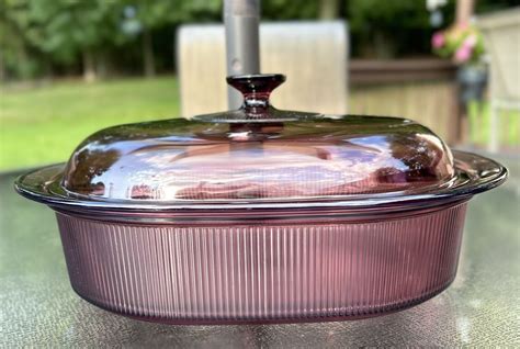 Pyrex Visions Corning Ware Cranberry Qt Low Fat Ribbed Roaster