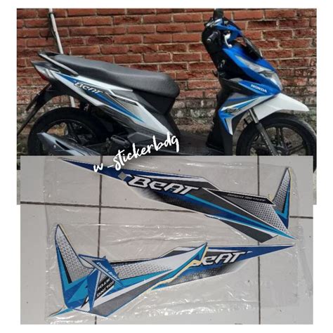 Jual Striping Lis Honda Beat Fi Cbs Iss Biru Putih Shopee Indonesia