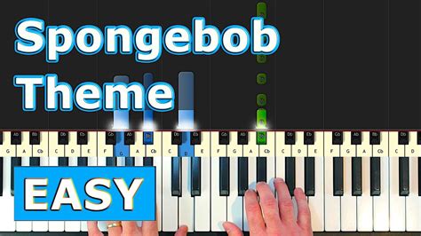 Spongebob Theme Song Easy Piano Tutorial Youtube