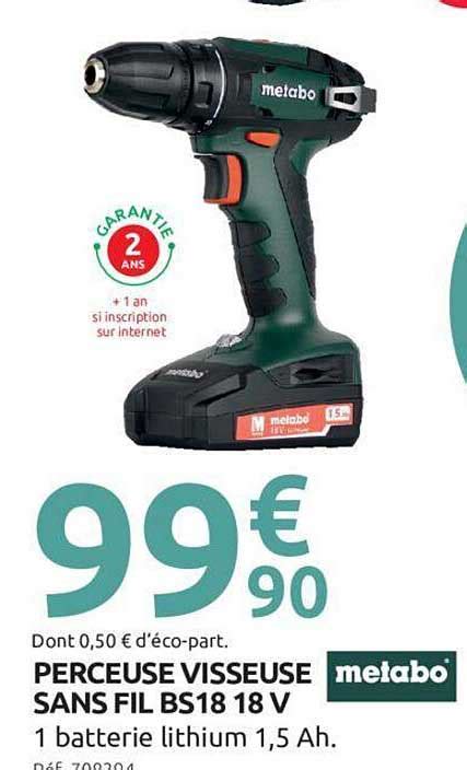 Promo Perceuse Visseuse Sans Fil Bs18 18v Metabo Chez Mr Bricolage