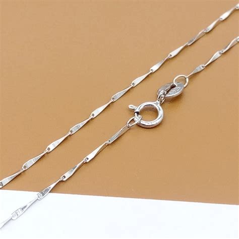 Sterling Silver Dapped Bar Chain W Rhodium Plated 925 Silver Etsy