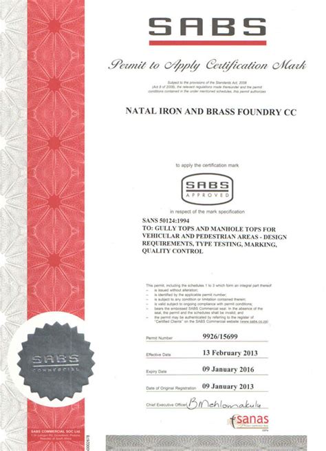 Sabs Certification Sans 50124 1994