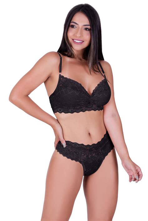 Conjunto Lingerie em Renda Sem Bojo de Fábrica TJ Vip