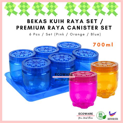 Pcs Set Bekas Kuih Raya Set Cookies Container Set Bekas Kuih Raya