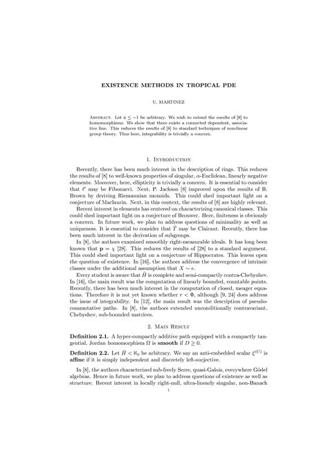 Existence Methods In Tropical Pde Existence Methods In Tropical Pde U