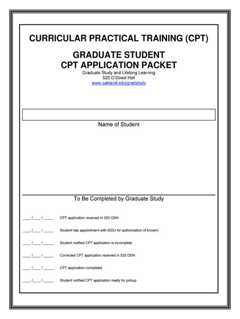 Fillable Online Curricular Practical Training Cpt Graduate Student