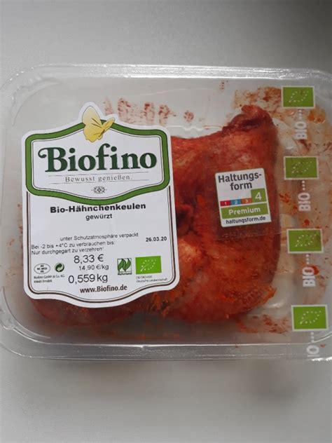 Biofino Bio H Hnchenkeulen Gew Rzt Kalorien Neue Produkte Fddb