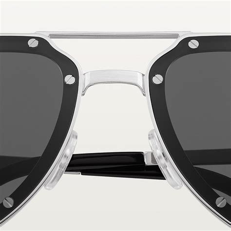 Cresw Santos De Cartier Sunglasses Smooth And Brushed Platinum