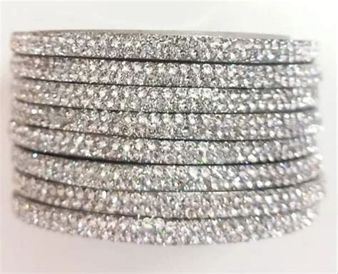 Party Wear Silver Stone Aluminium Bangles Set Size Inch