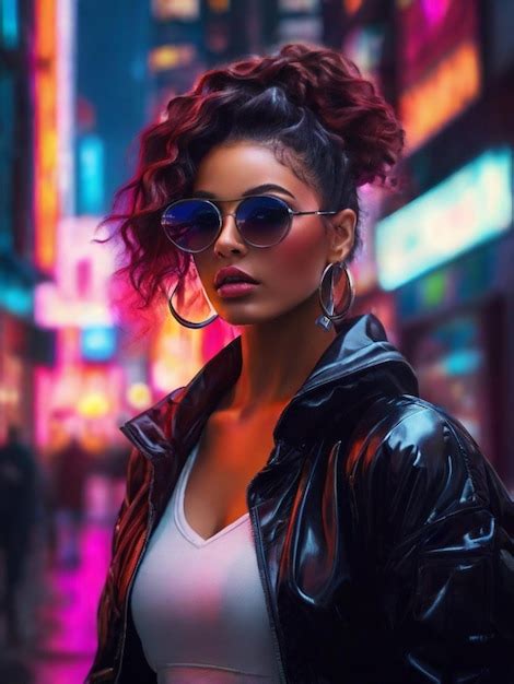 Premium Photo Futuristic Cityscapes With Vibrant Neon Lights Background