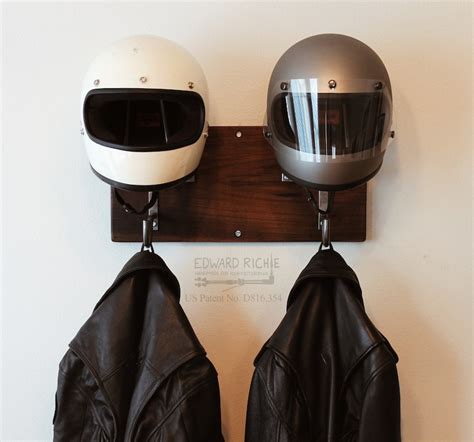 Double Motorcycle Helmet Rack And Jacket Hook Handmade Etsy