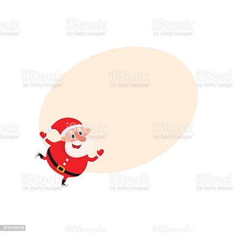 Cute And Funny Santa Claus Ice Skating Vector Illustration Stock