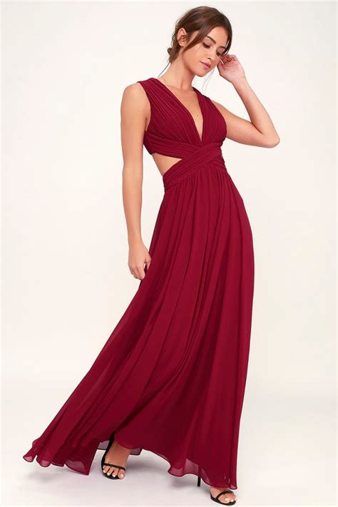 Lovely Wine Red Dress Cutout Maxi Dress Maxi Dress Lulus