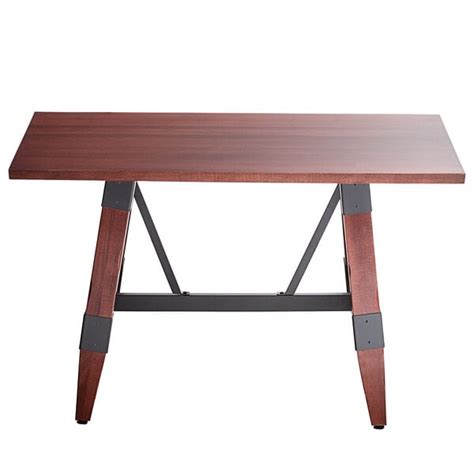 Lancaster Table And Seating Industrial 30 X 48 Solid Wood Live Edge Trestle Base Table With