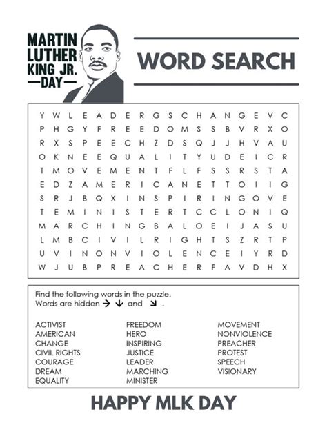 Martin Luther King Jr Word Search