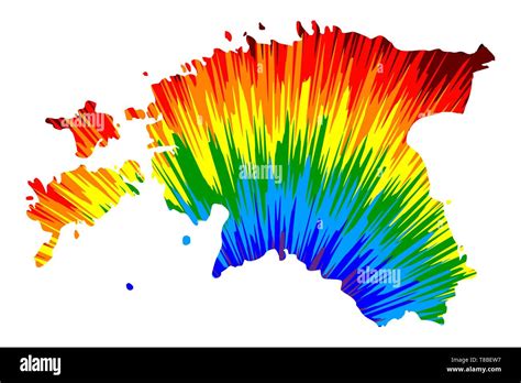 Estonia Map Is Designed Rainbow Abstract Colorful Pattern Republic